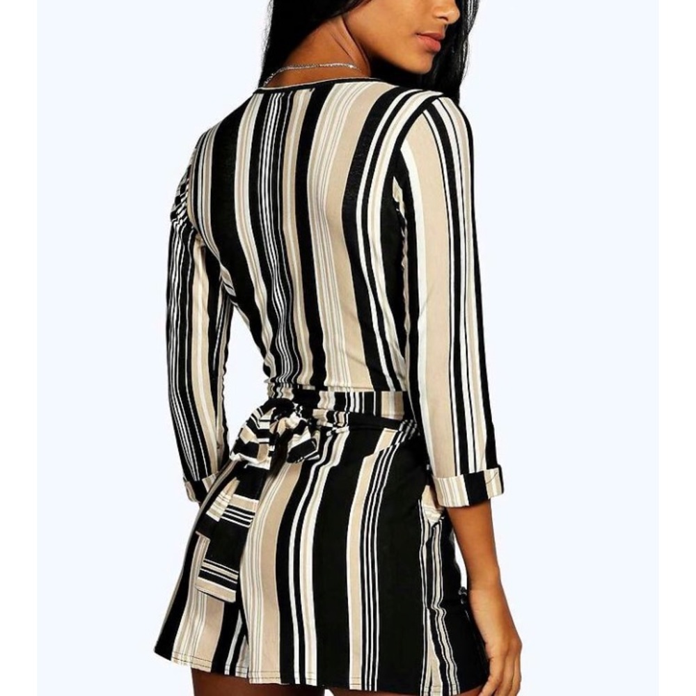 NWT ASOS striped belted romper with pockets floral - Picture 2 of 4